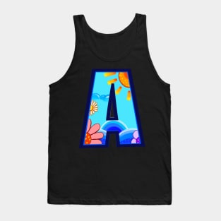 Alphabet Floral Flowers Letters Text Capital Bold Font Letter A Tank Top